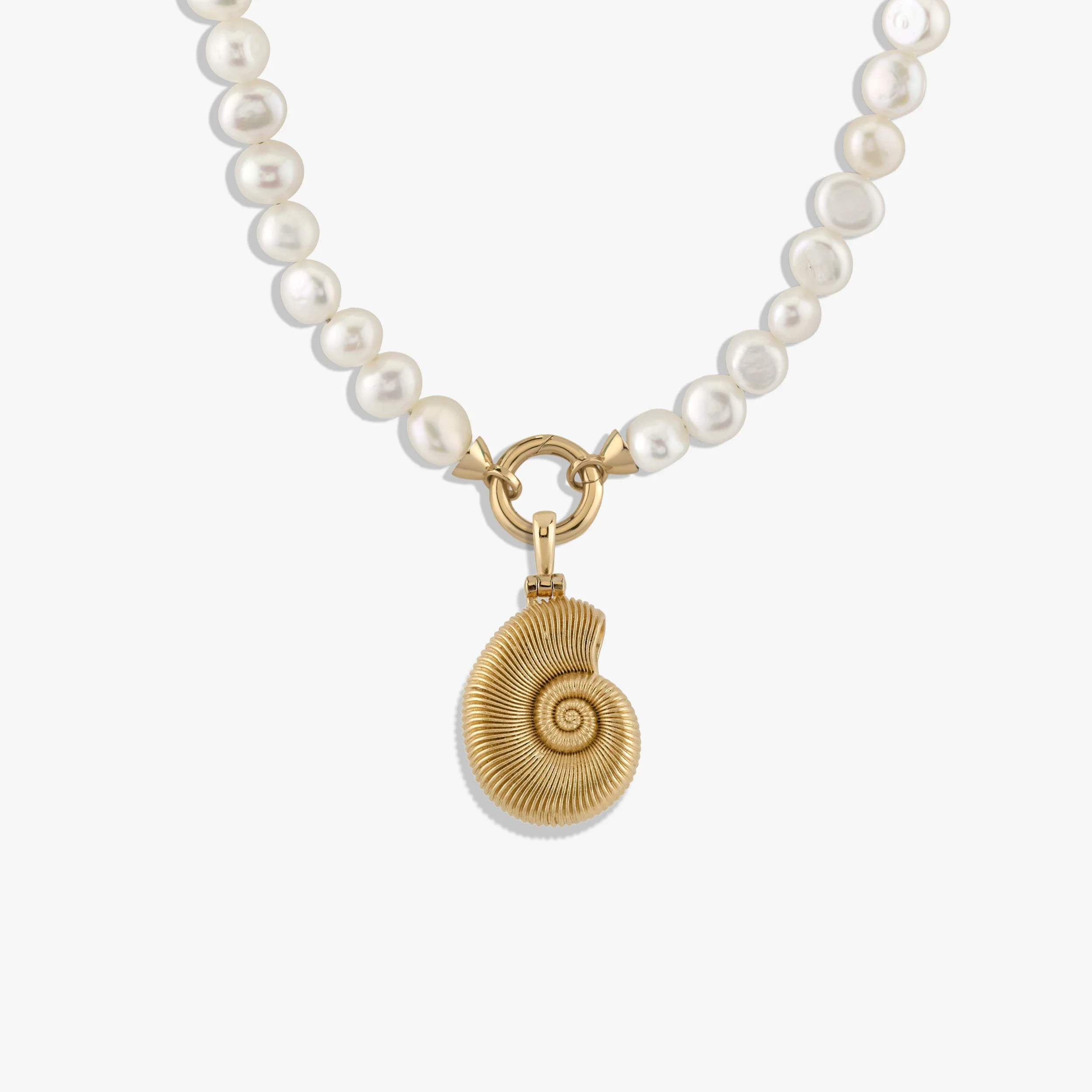 Men's Deep Sea Ammonite Shell on Pearl Collector Necklace
