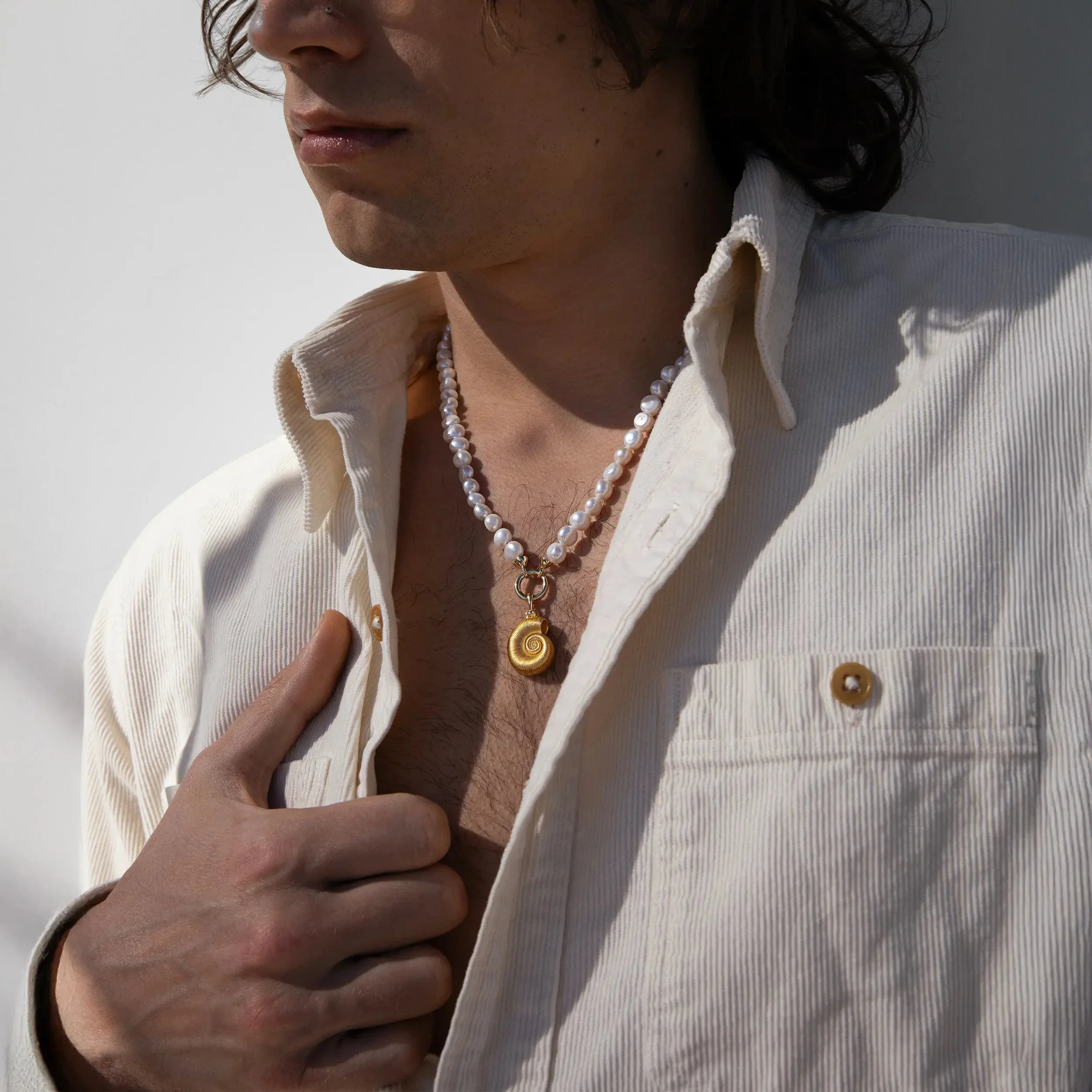 Men's Deep Sea Ammonite Shell on Pearl Collector Necklace - Image 2