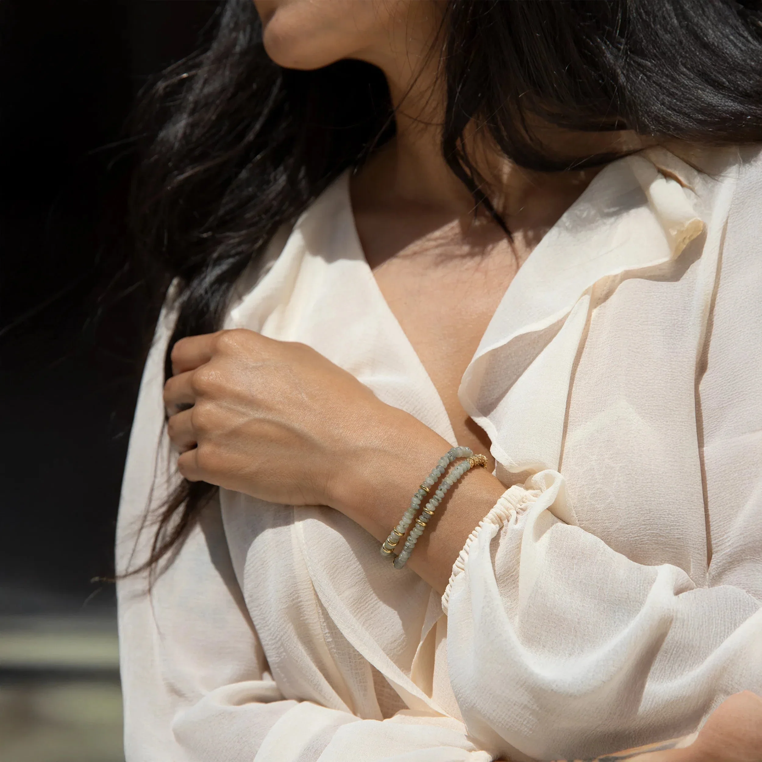 Labradorite Heishi Double Wrap Bracelet - Image 2