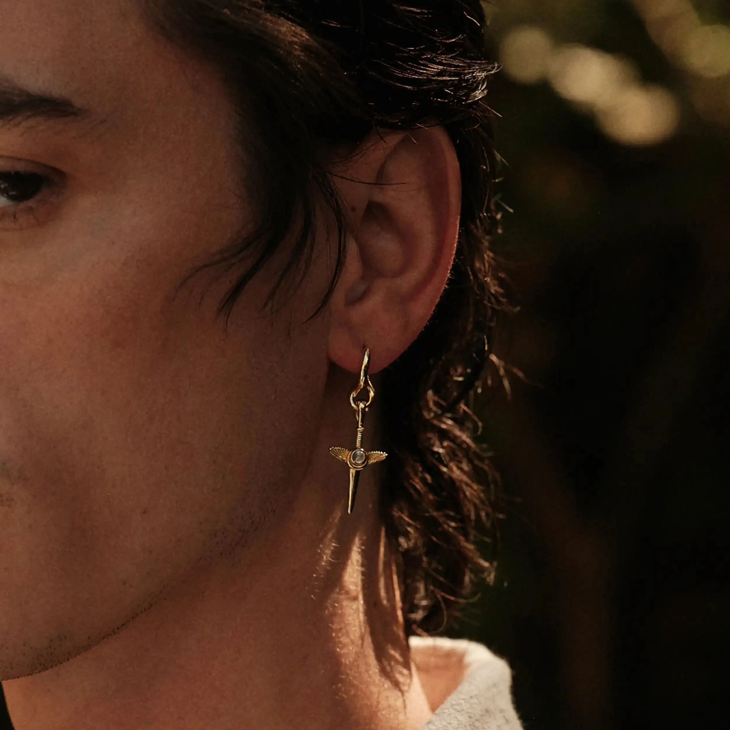 Men's Flying Dagger Charm Earring - Image 2