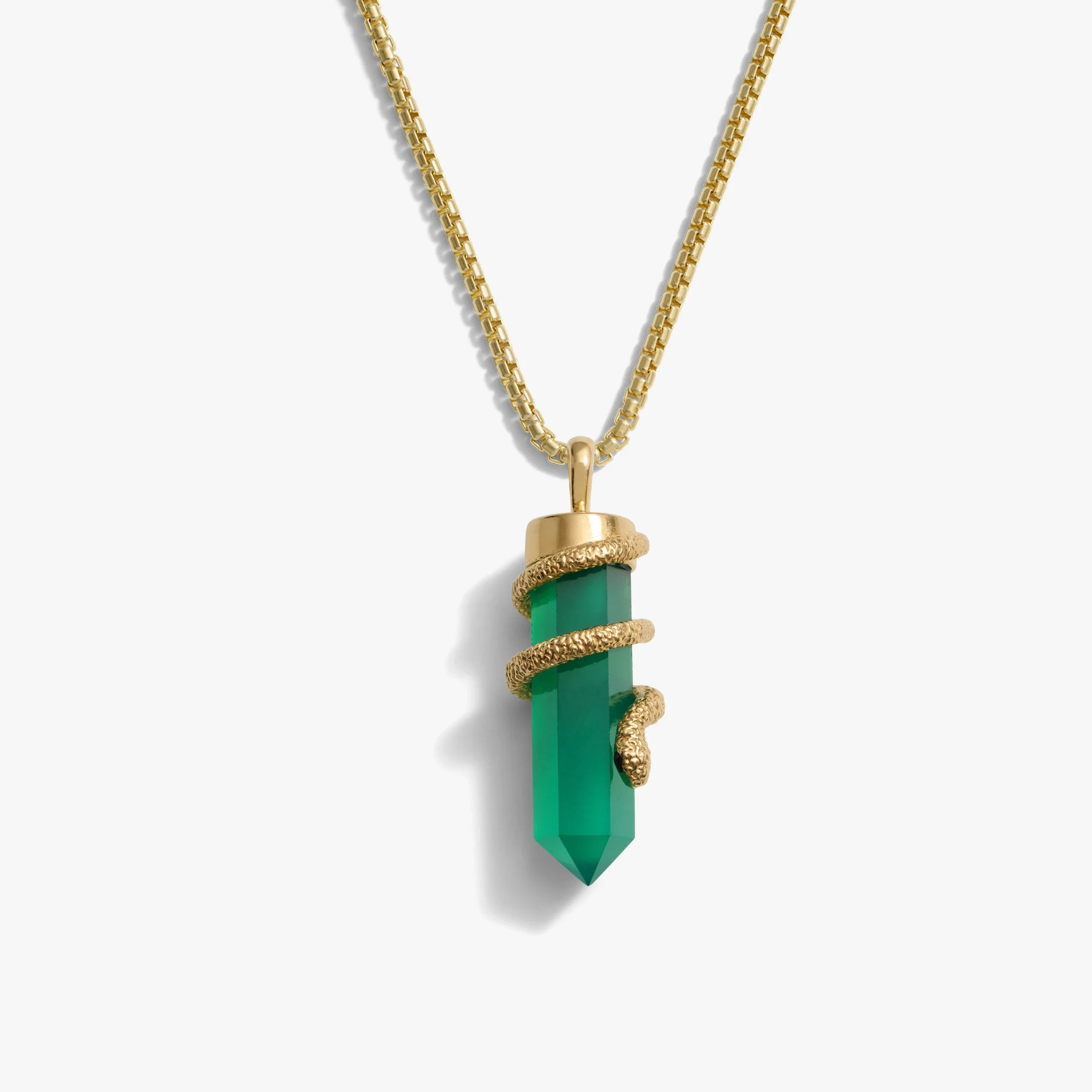 Men's Green Onyx Crystal Snake Necklace