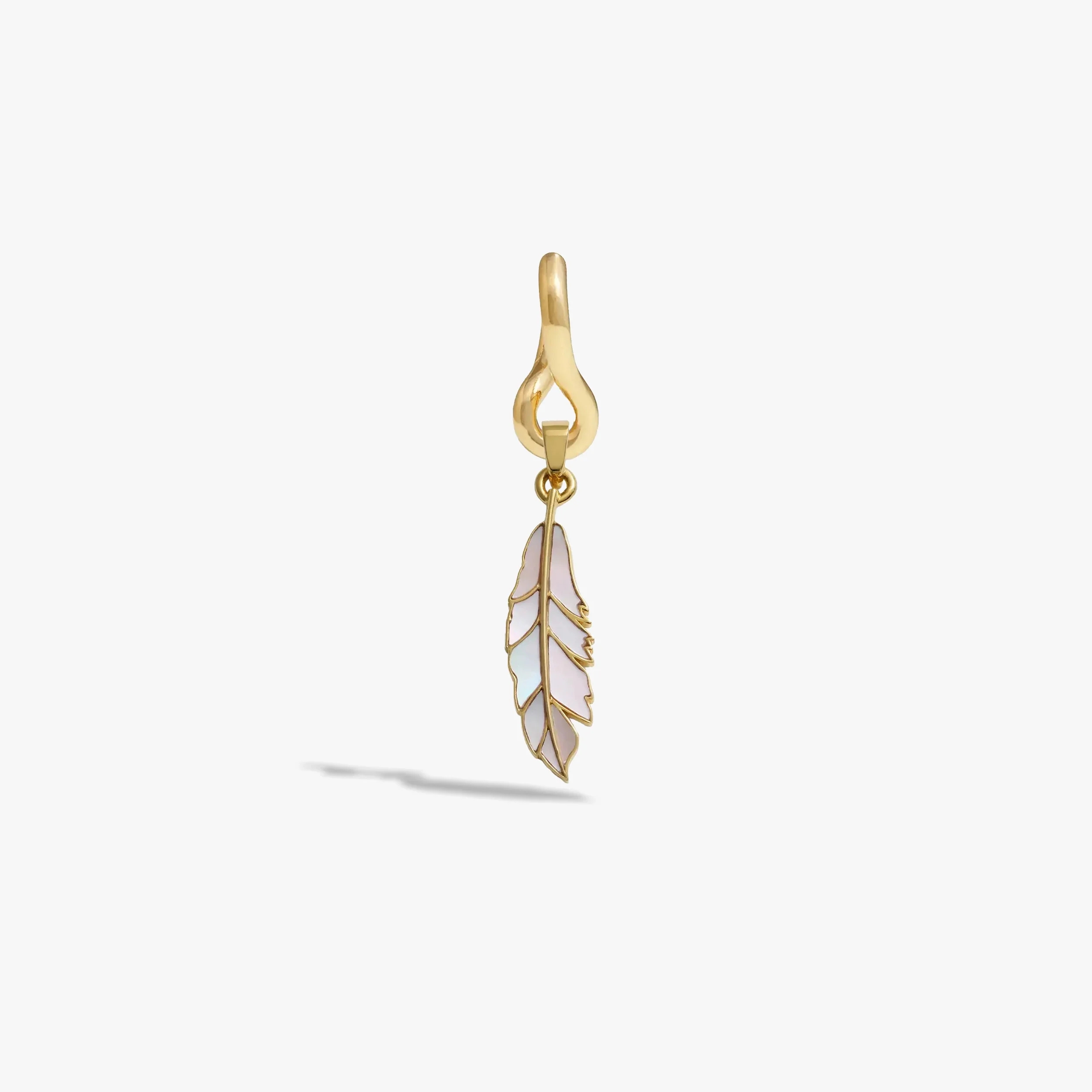 Men's Mother of Pearl Feather Charm Earring