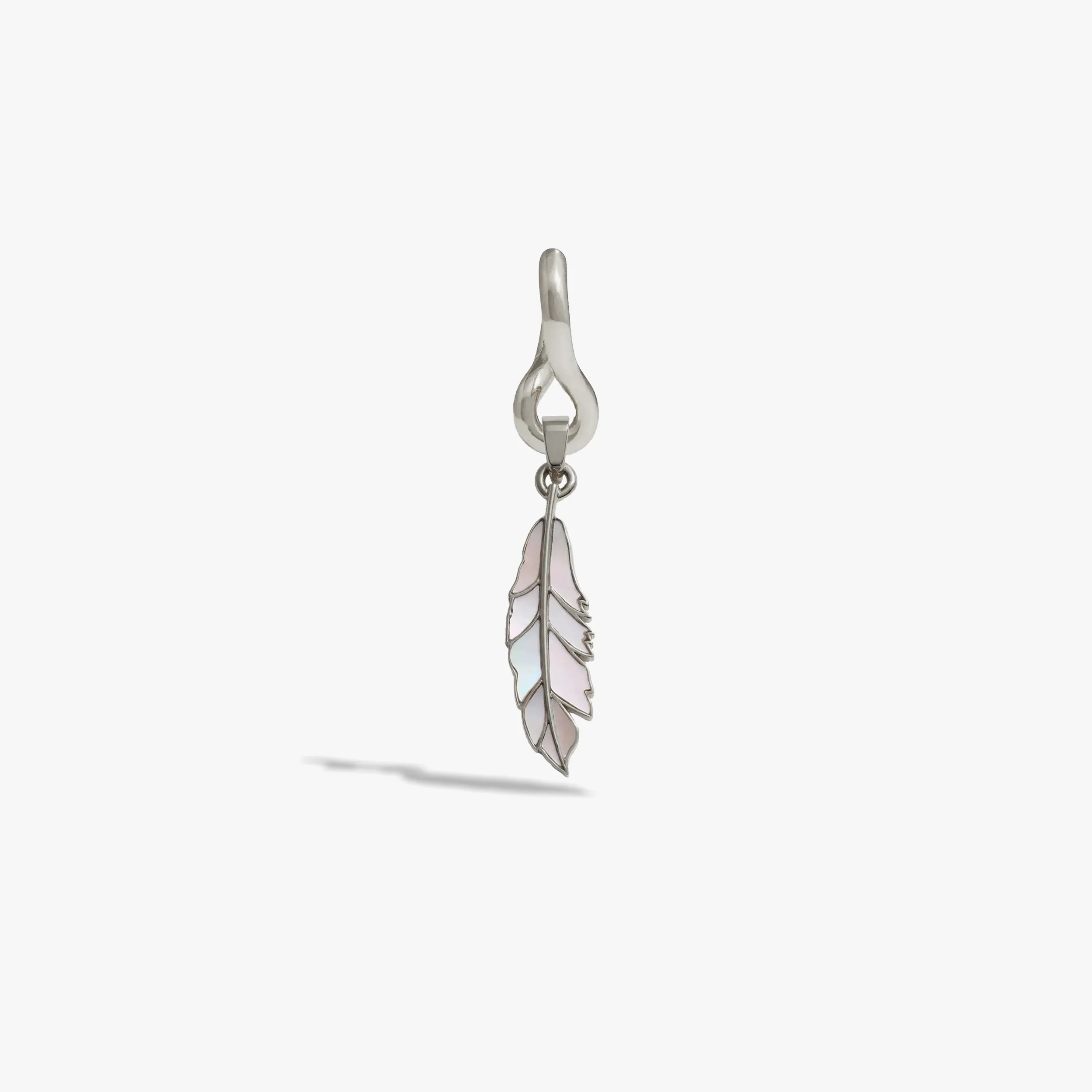 Men's Mother of Pearl Feather Charm Earring - Image 3