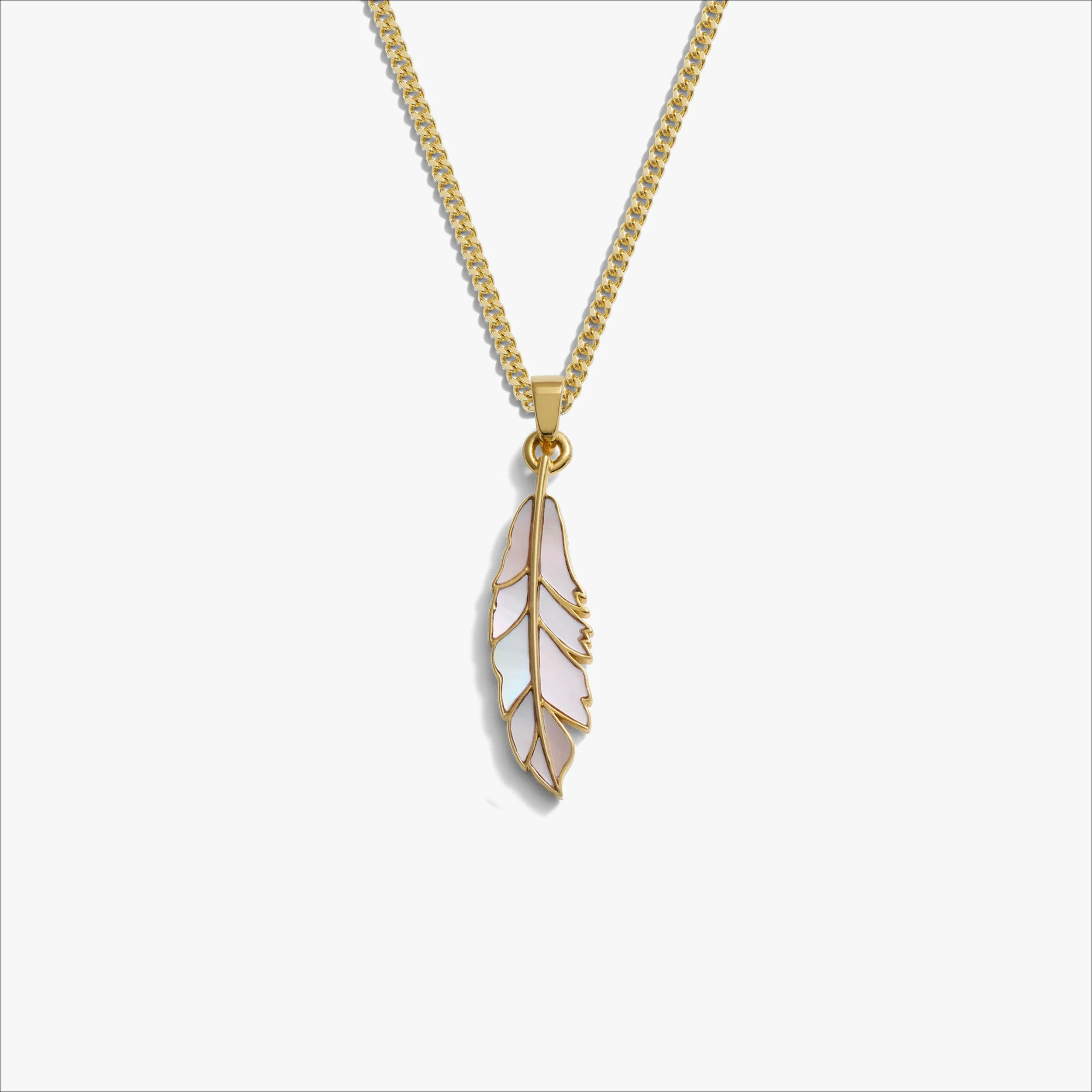 Men's Mother of Pearl Feather Necklace