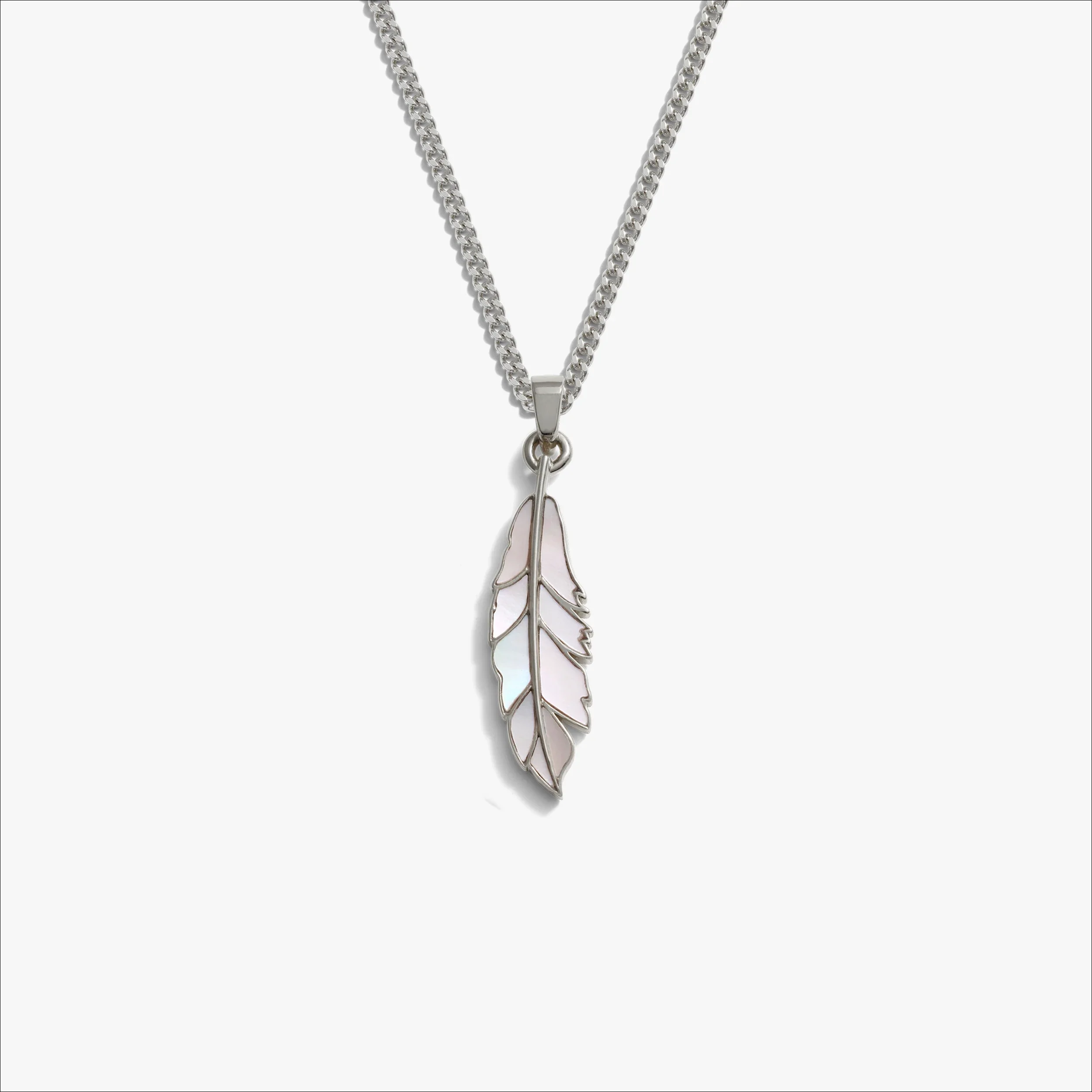 Men's Mother of Pearl Feather Necklace - Image 7