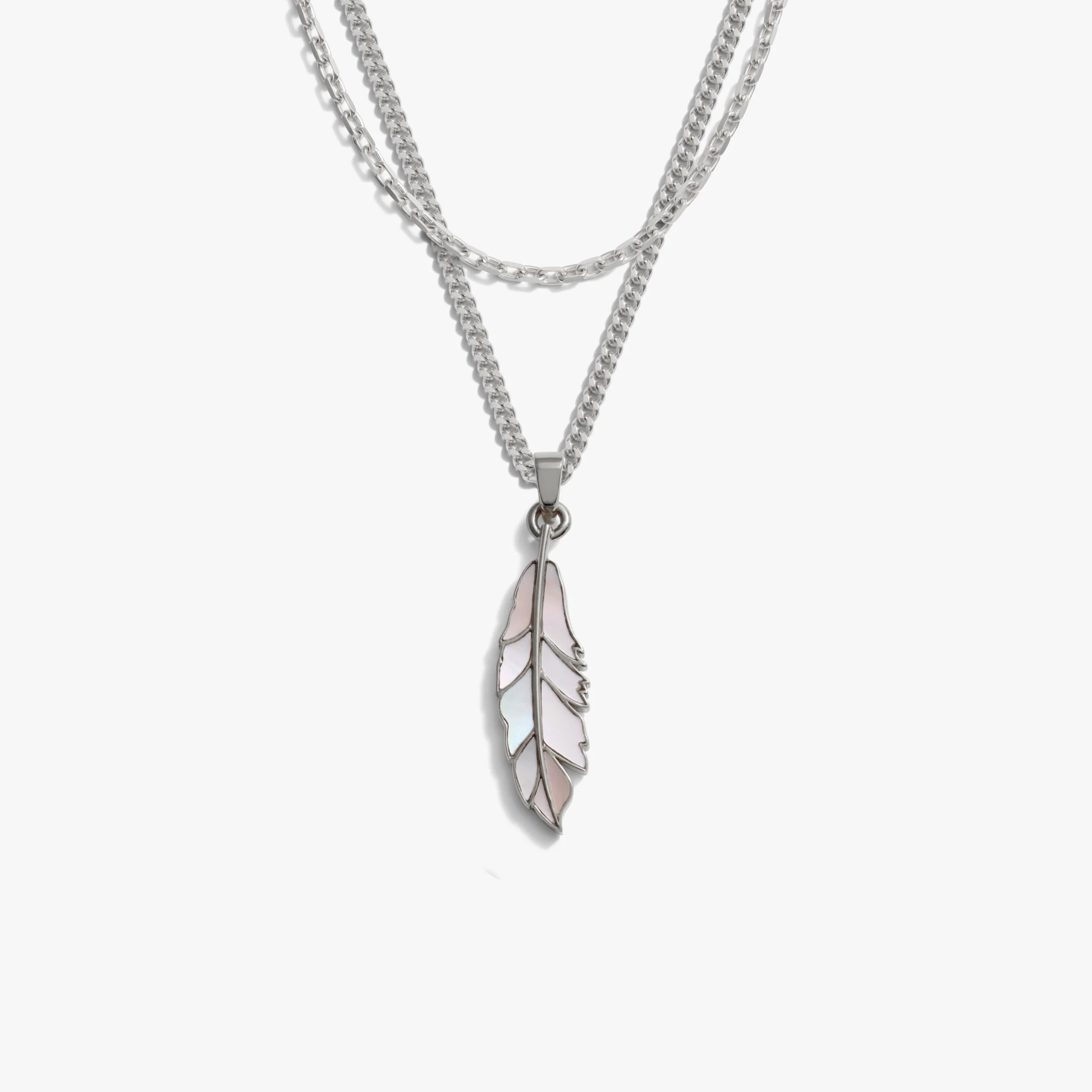 Men's Mother of Pearl Feather Necklace Set - Image 6