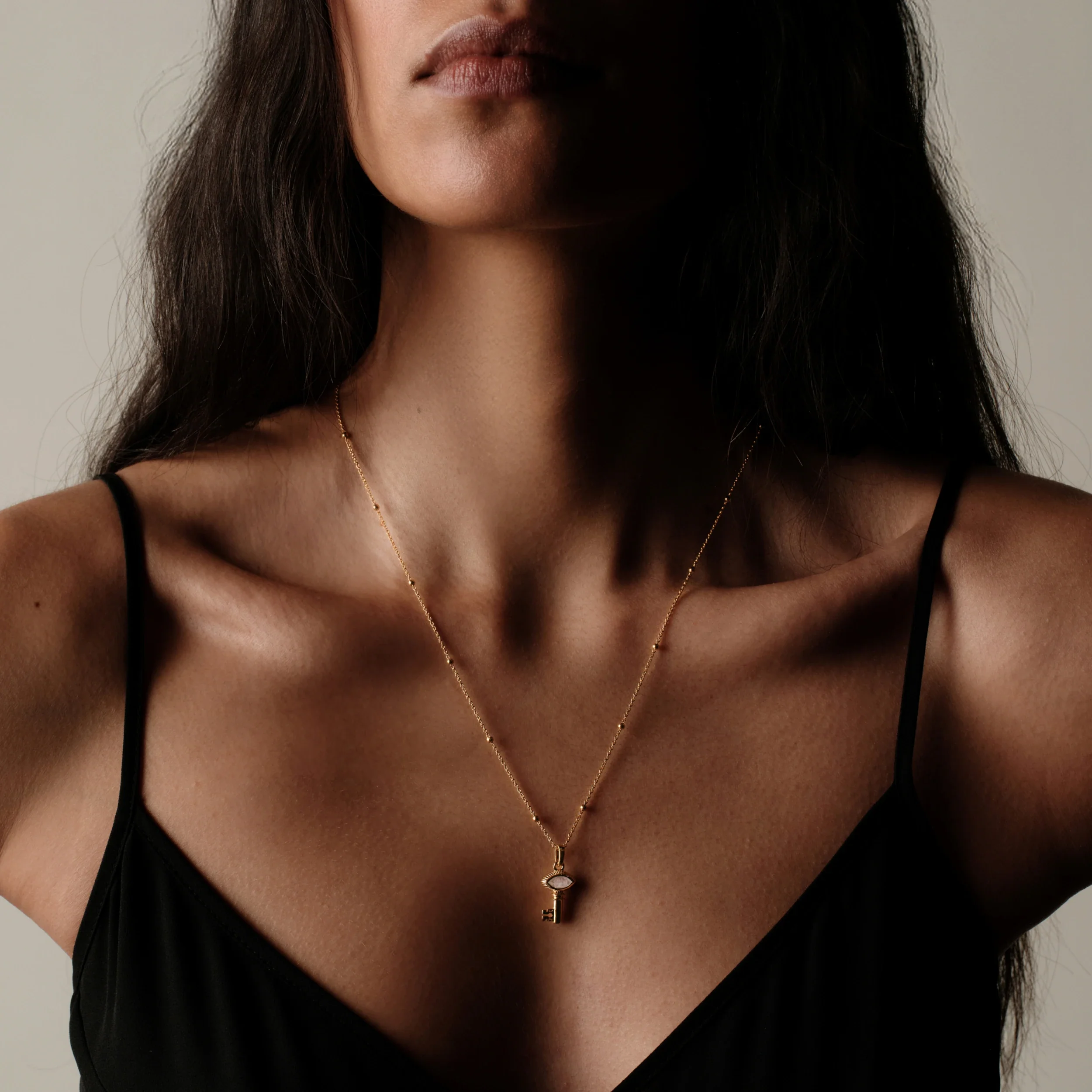 Mini Moonstone Key Necklace - Image 2