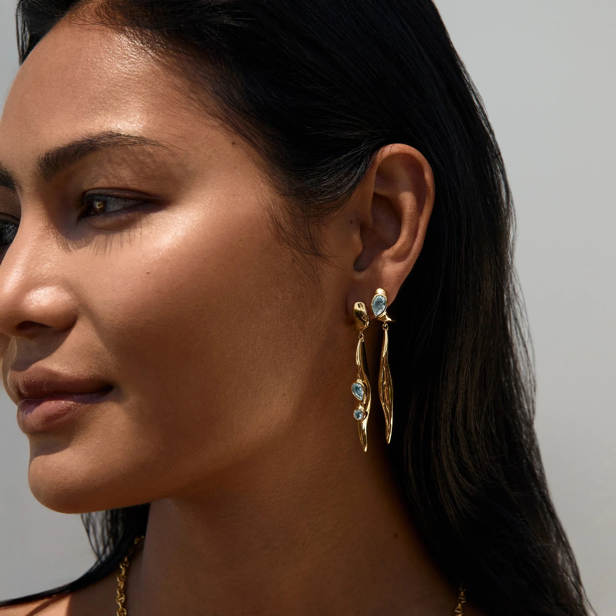 Molten Gemstone Drop Earrings - Image 2