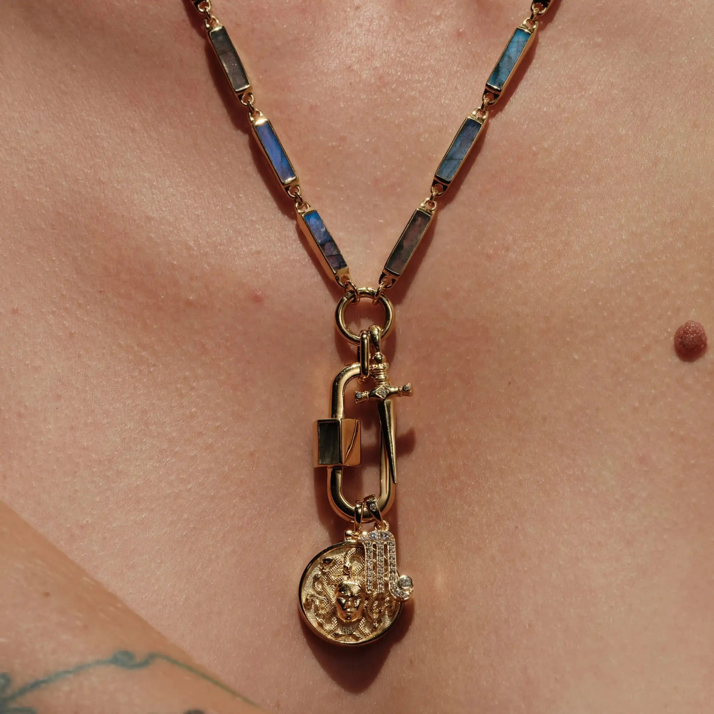 Gemstone Bar Charm Necklace - Image 5