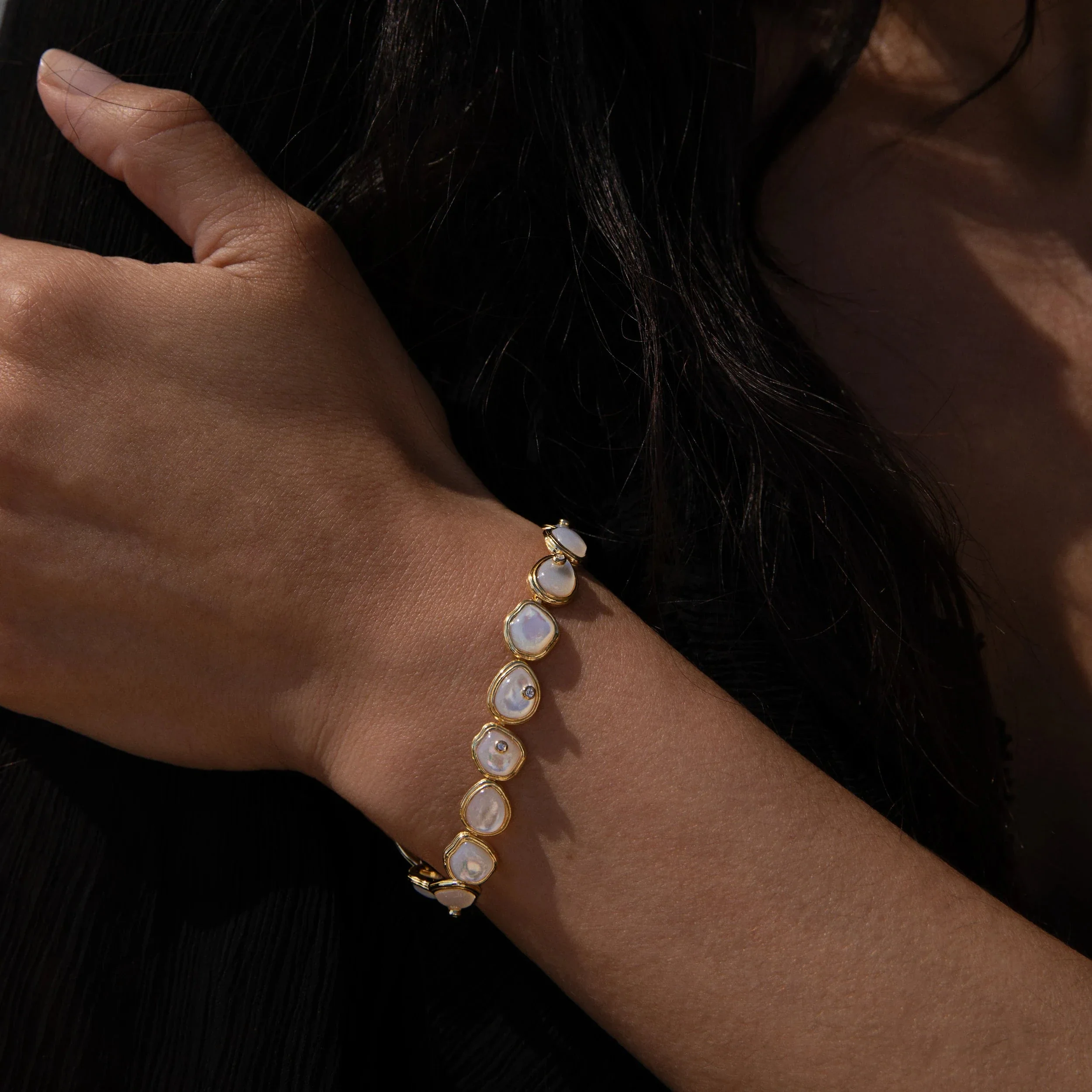 Organic Pearl Gemstone Tennis Bracelet - Image 2