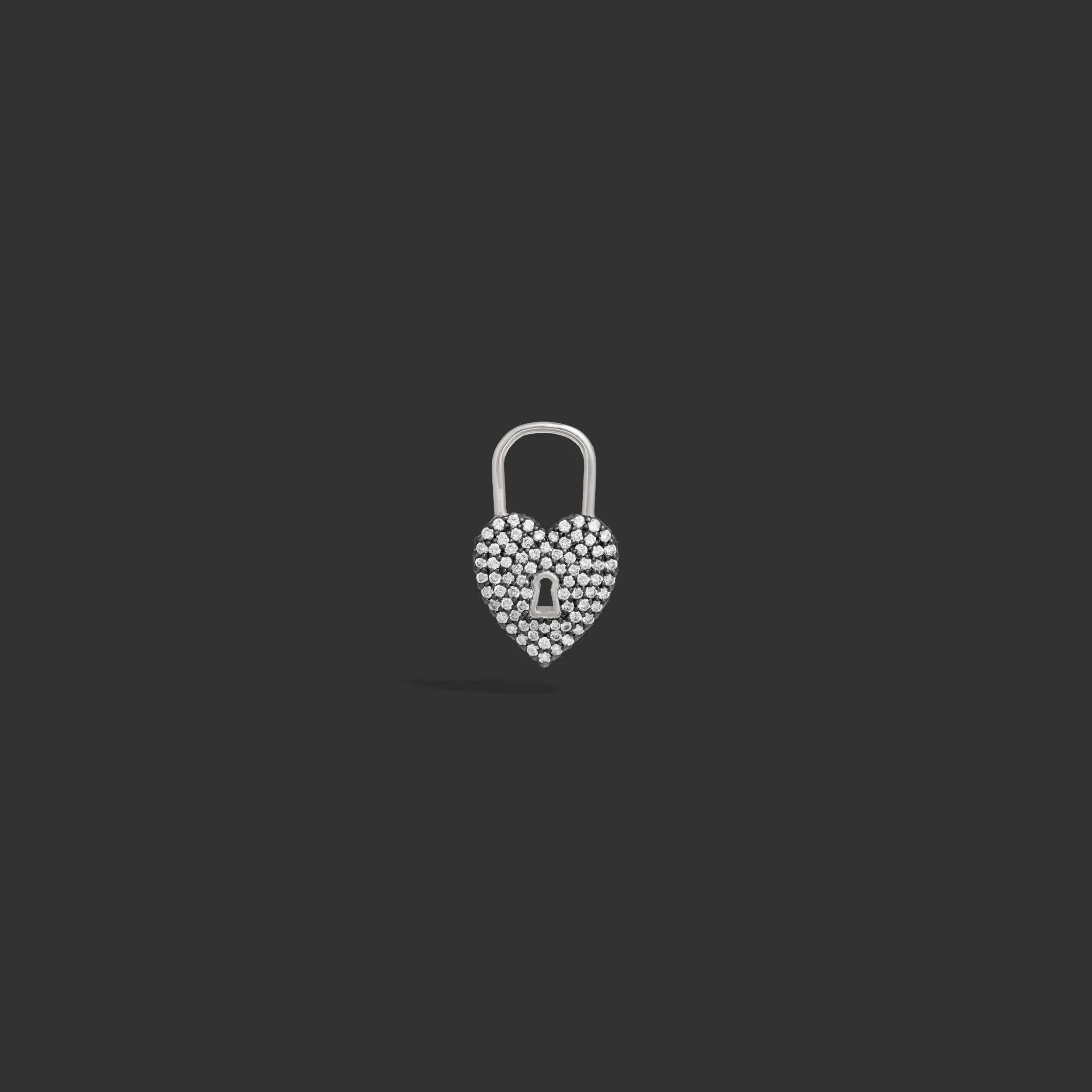 Pavé Diamond Padlock Heart Huggie - Image 3