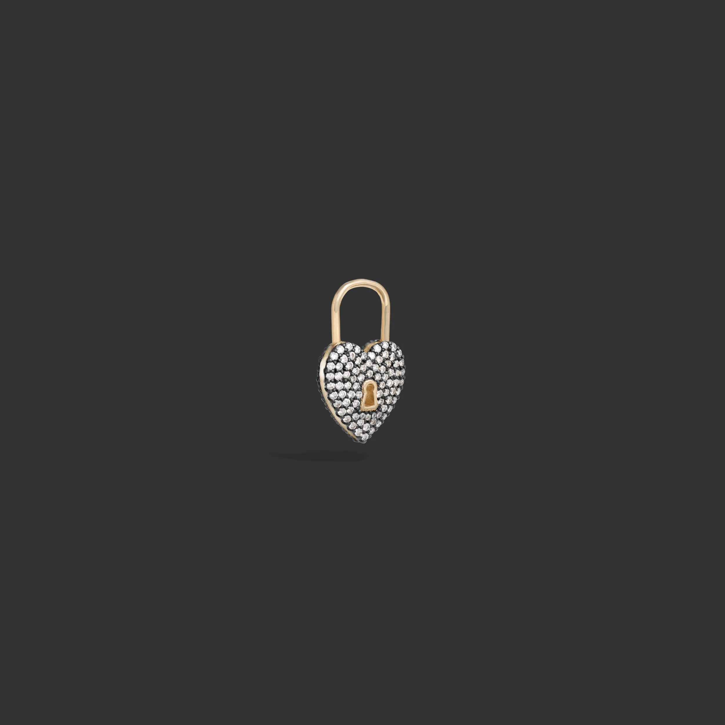 Pavé Diamond Padlock Heart Huggie - Image 4