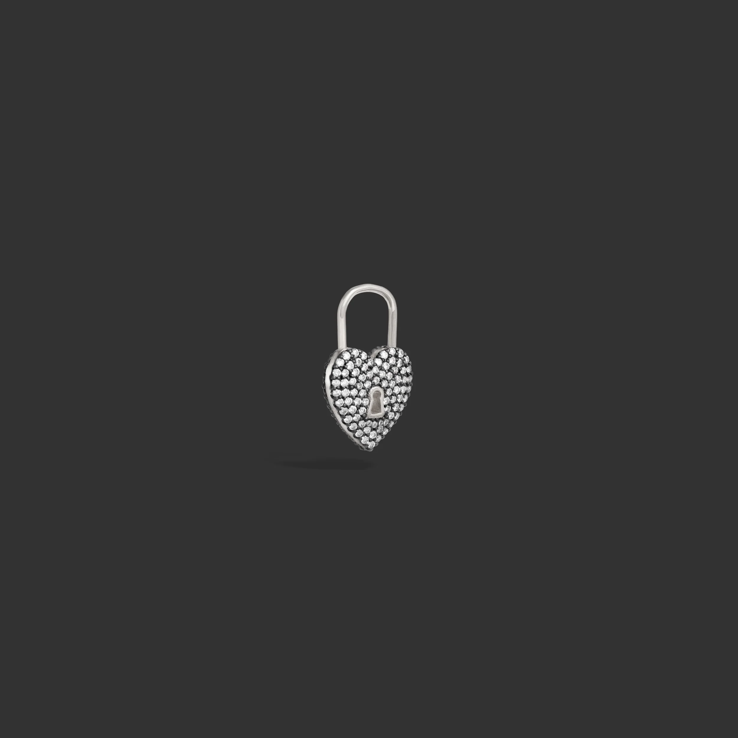 Pavé Diamond Padlock Heart Huggie - Image 5