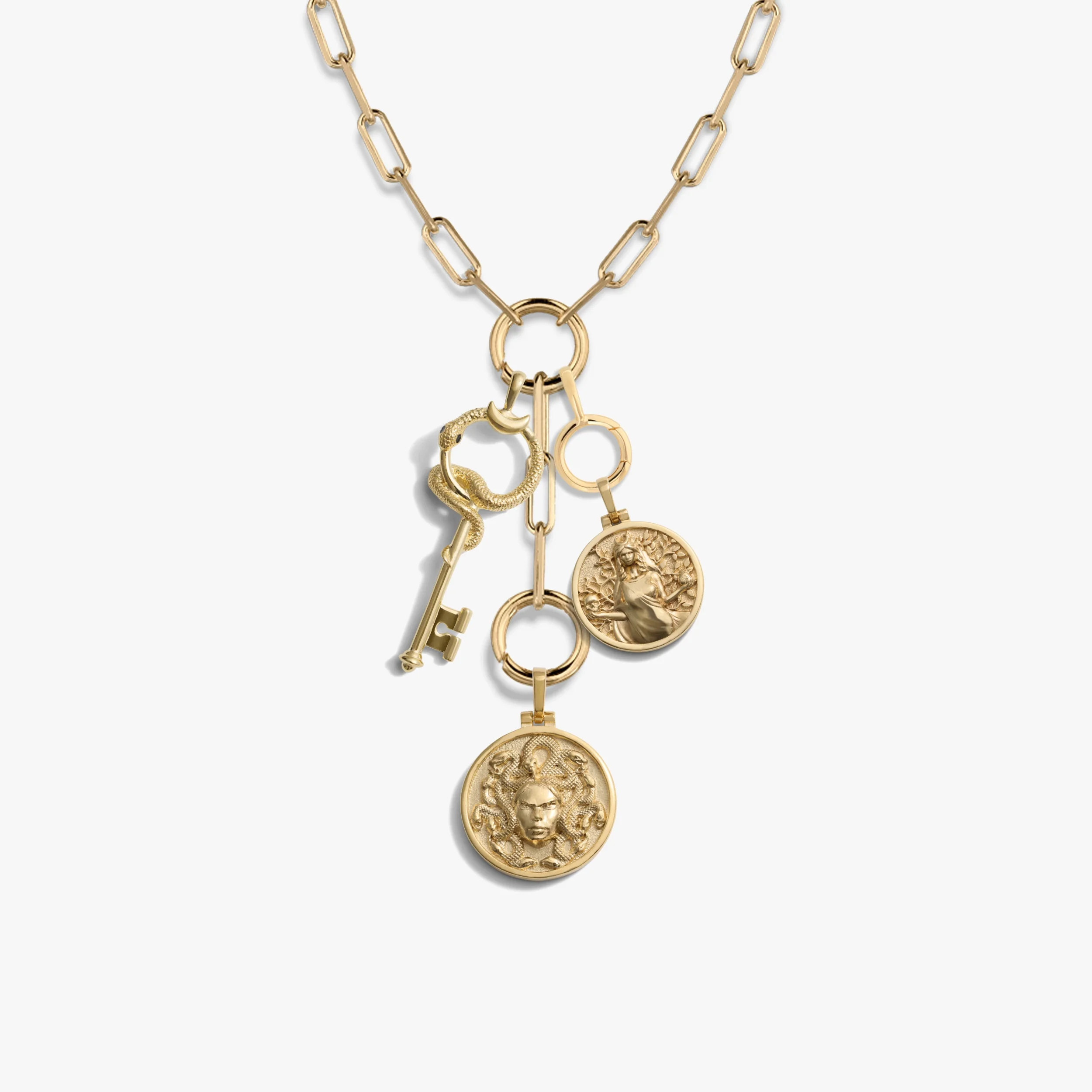 Snake in the Garden Charm Lariat Necklace