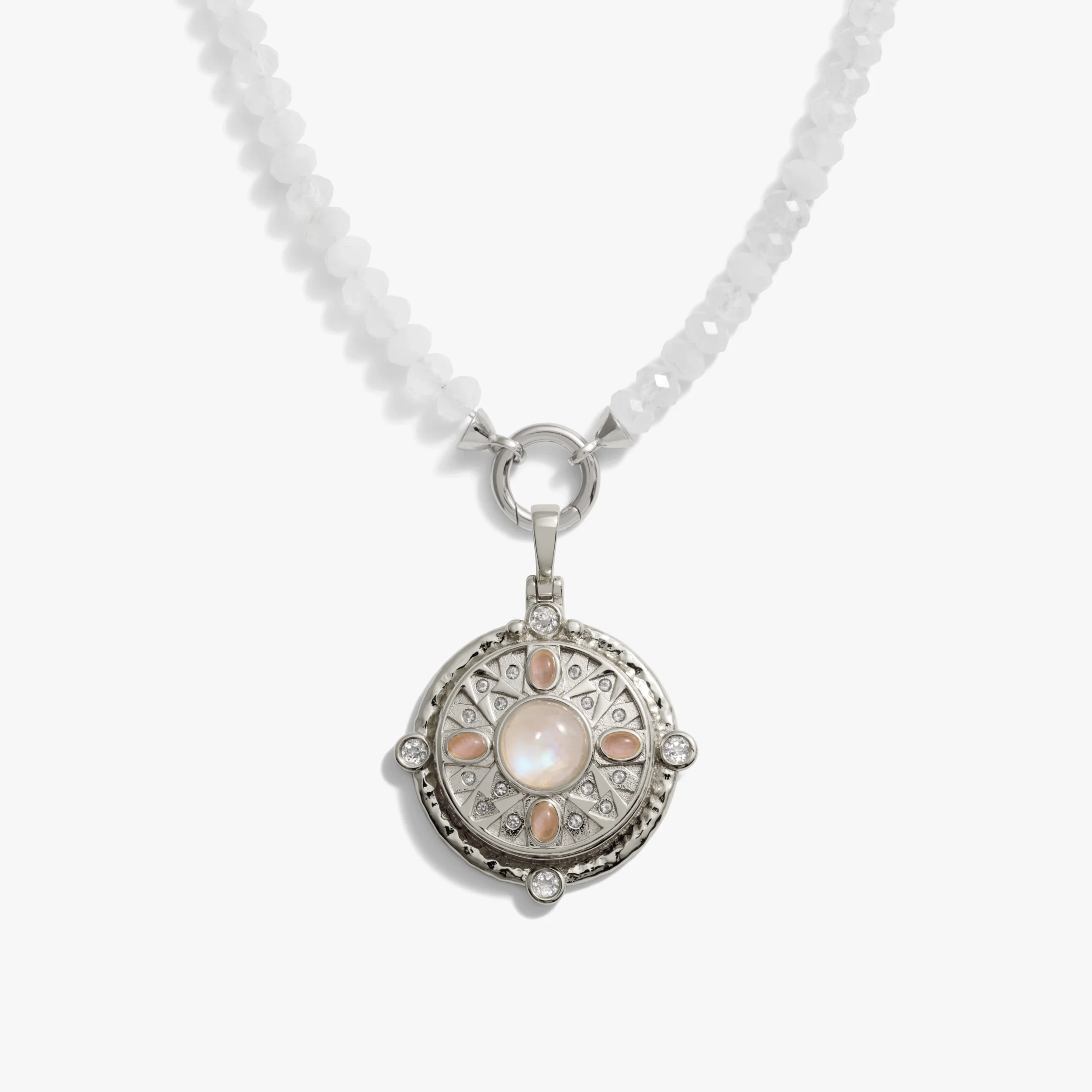 Pink Manifestation Locket Moonstone Charm Necklace - Image 5