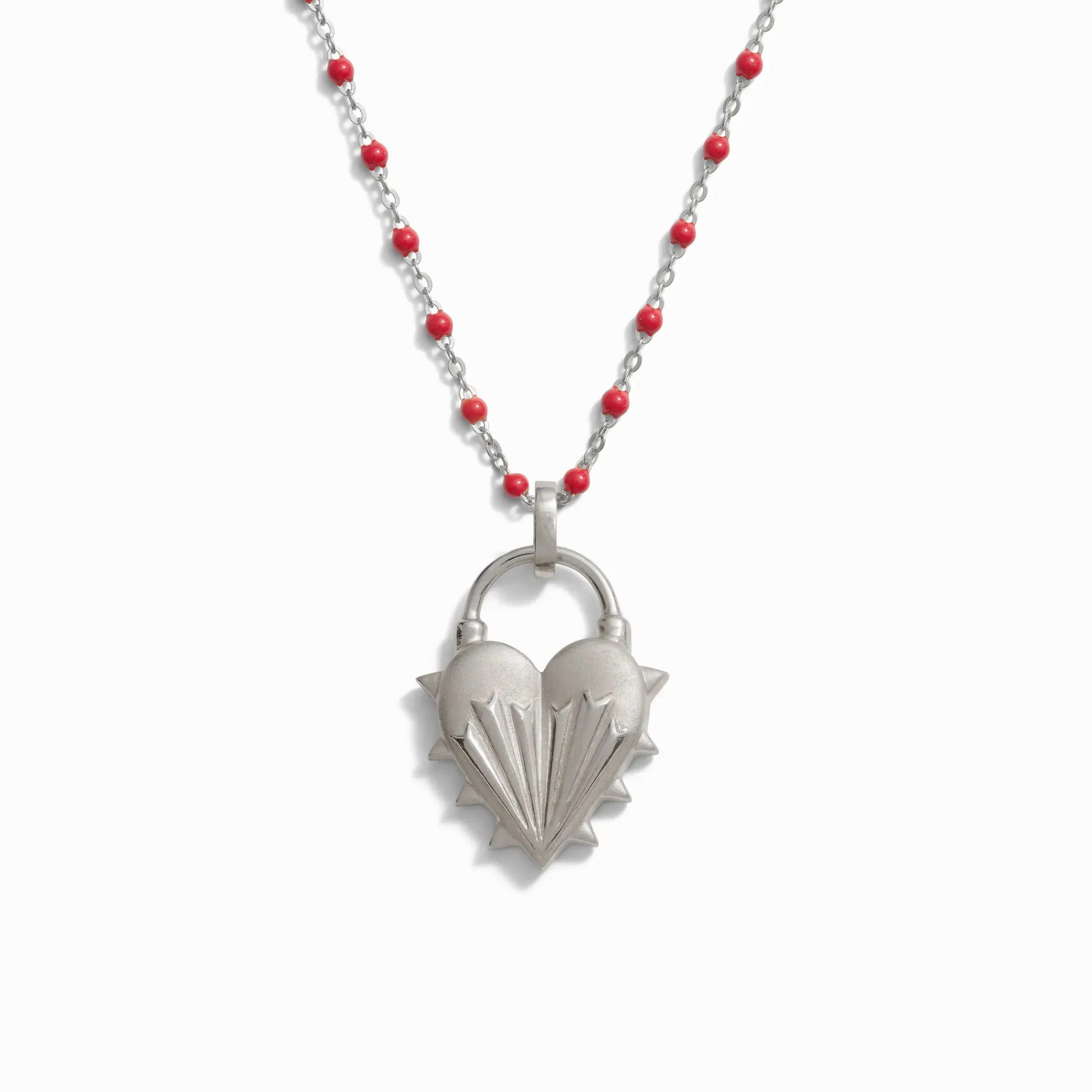 Spiked Heart Ruby Enamel Necklace - Image 3