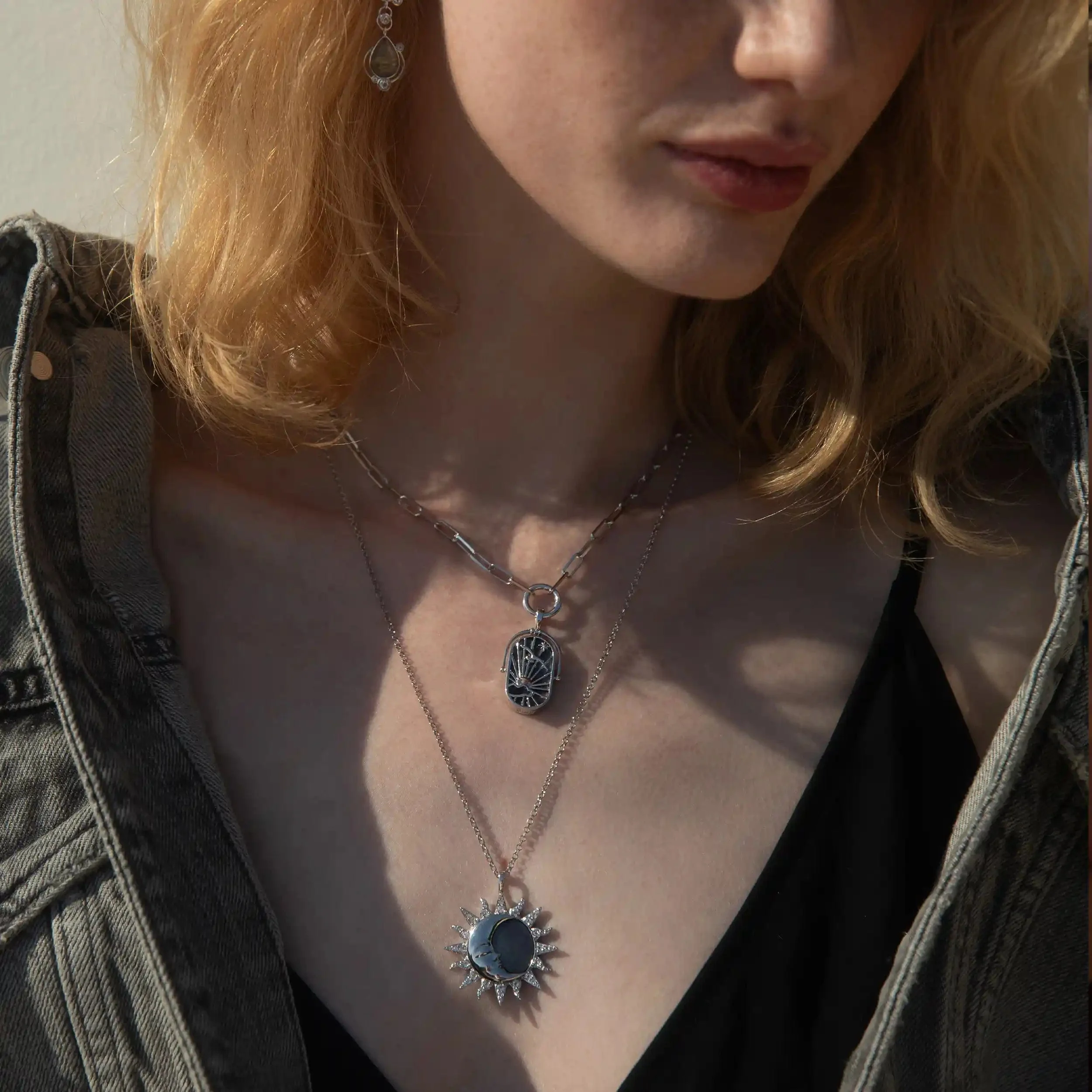 Sun & Moon Black Mother of Pearl Amulet - Image 5