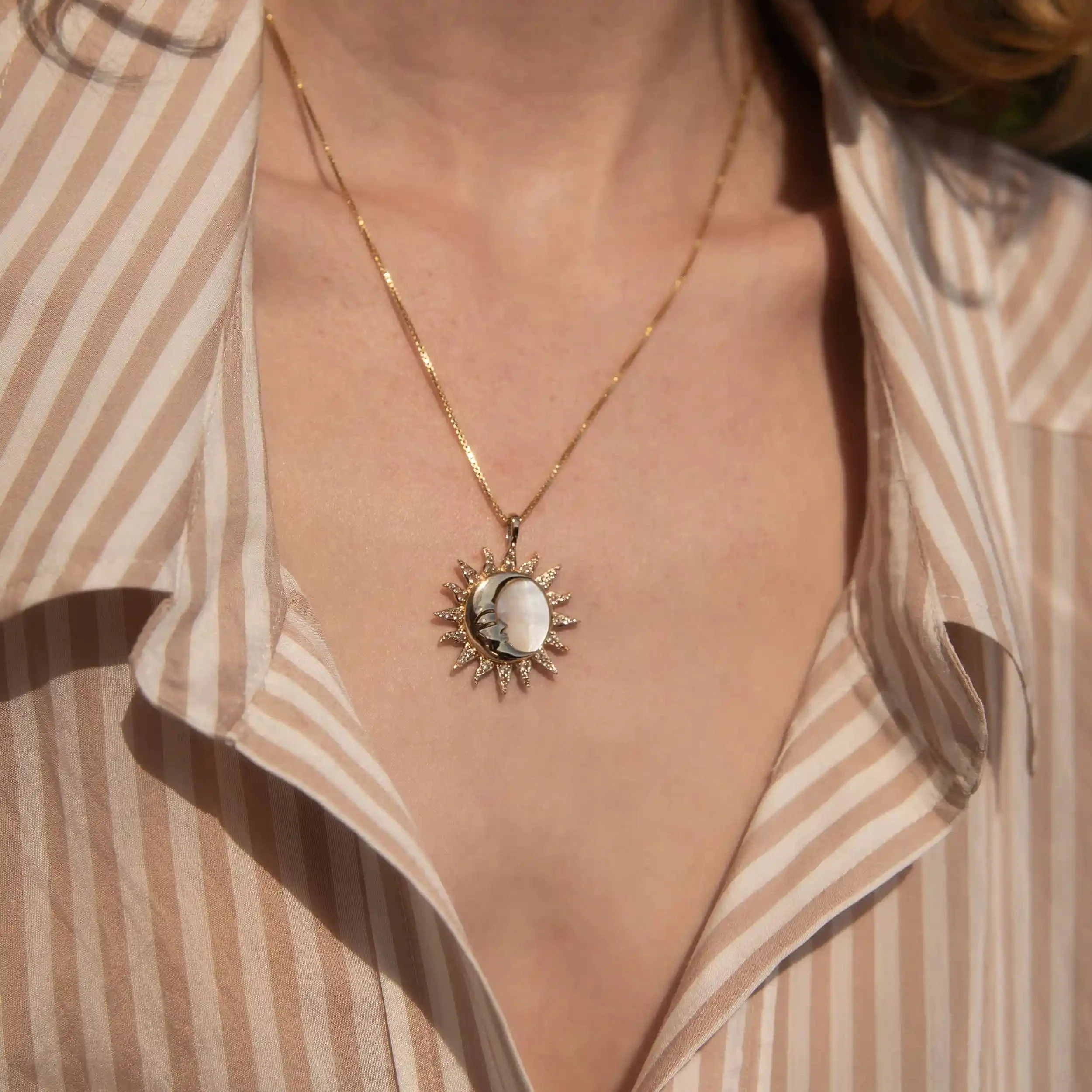 Sun & Moon Mother of Pearl Amulet - Image 4