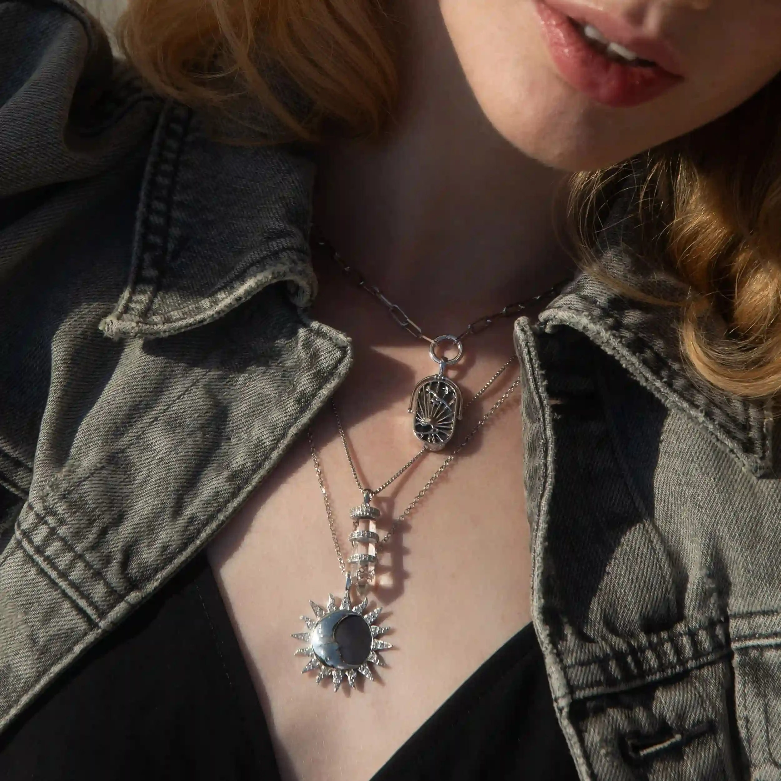 Sun & Moon Black Mother of Pearl Necklace - Image 3