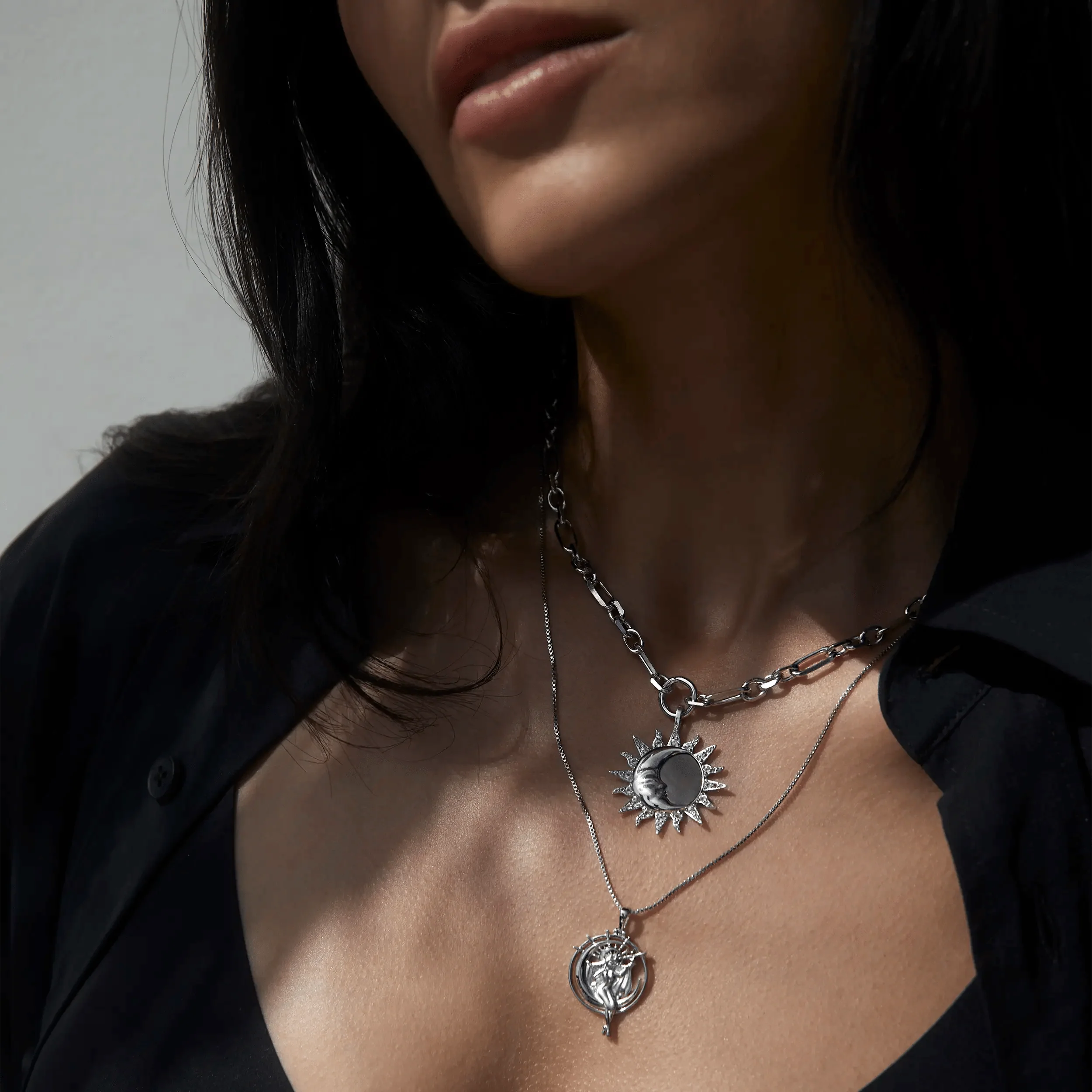 Sun & Moon Black Mother of Pearl Necklace - Image 4