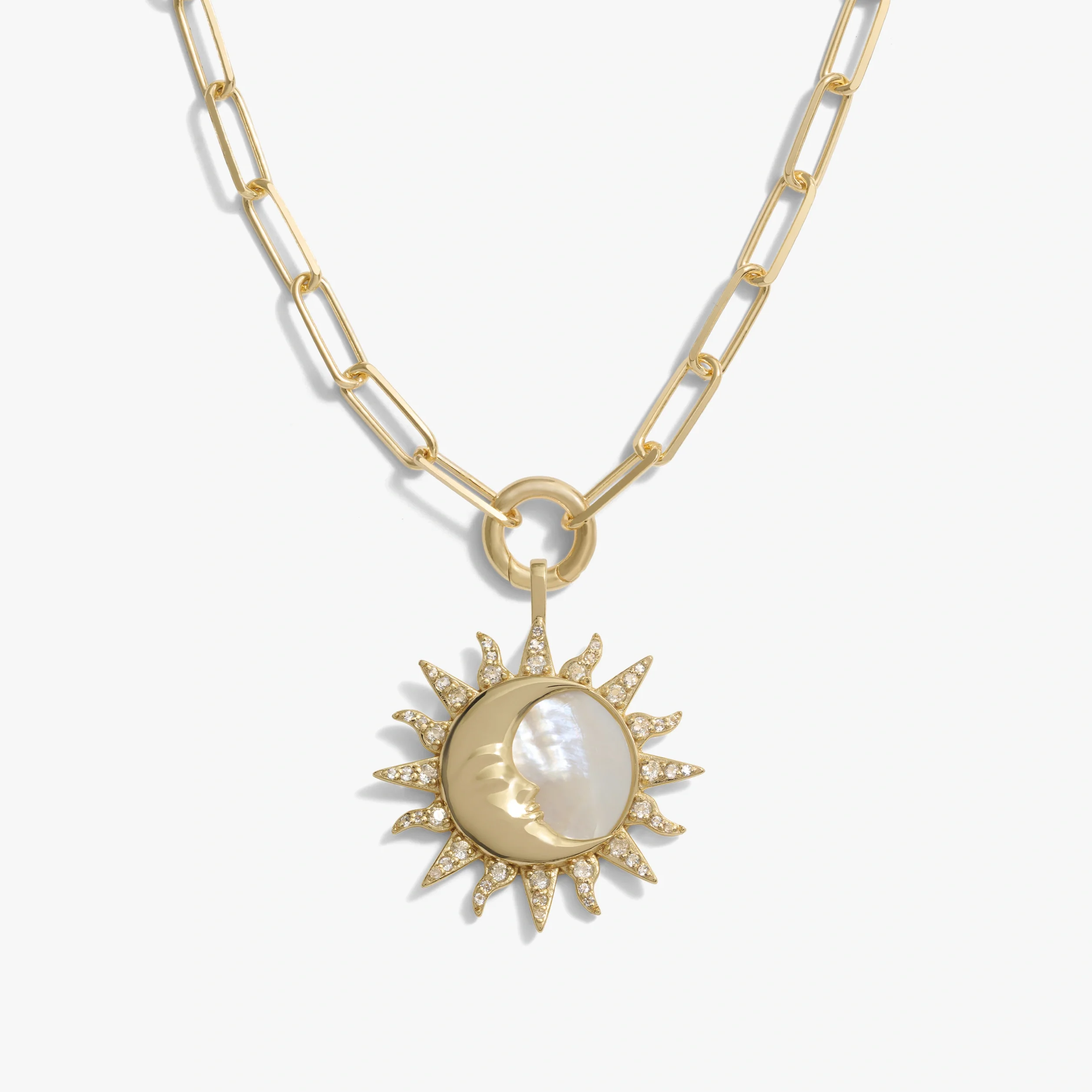 Sun & Moon Mother of Pearl Single Charm Necklace