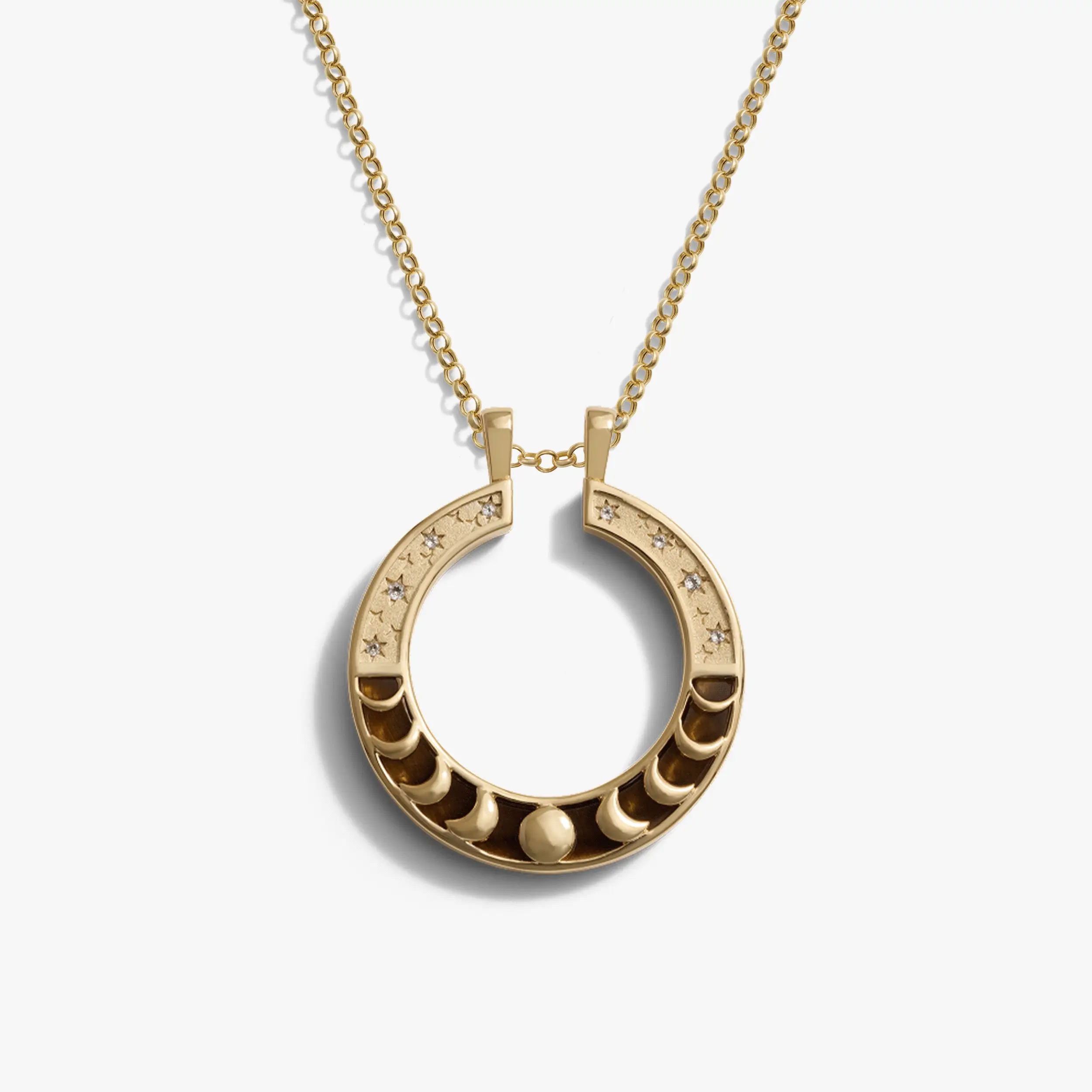 Tiger's Eye Moon Phase Halo Necklace