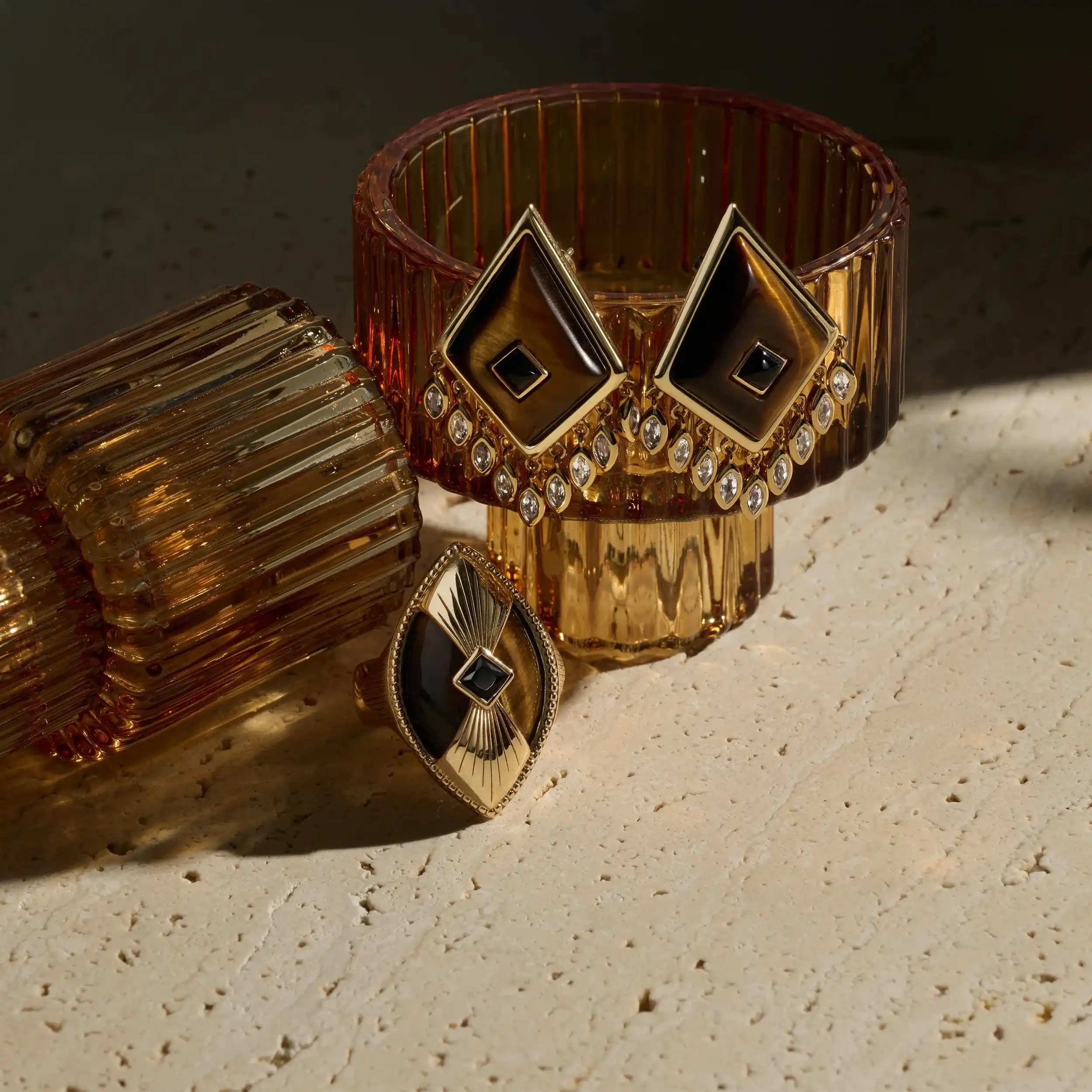 Tiger's Eye Boho Kite Earrings - Image 4
